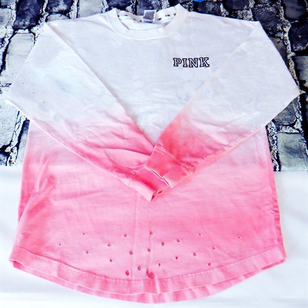 Victoria Secrets PINK L/S white tie-dye top